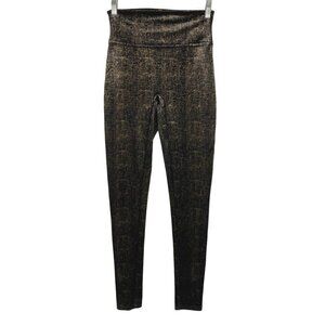 Spanx Velvet‎ Shine Leggings Black Gold Polyester Blend Pull On Women's Small